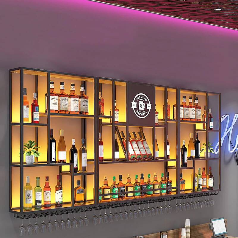 Home Bar And Restaurant - Liquor Restaurant Alcohol Cabinet Tall Shelf