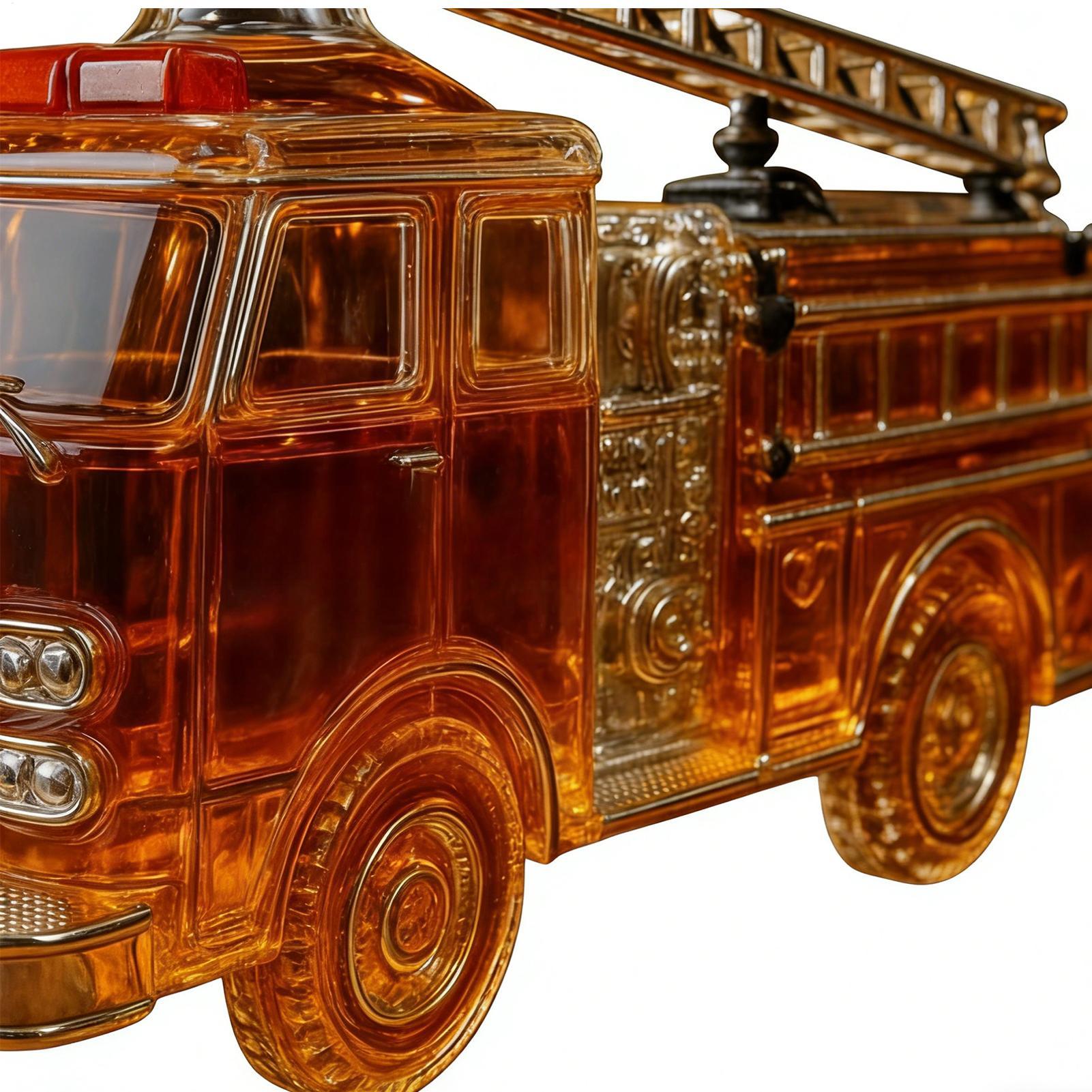 Home Bar And Cabinet - Whiskey Bottle 300ml Fire Truck Shaped