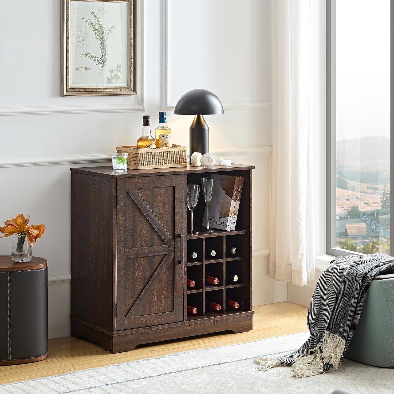 Farmhouse Bar Cabinet Wine Rac - огляд і ціна Home Bar And Cabinet