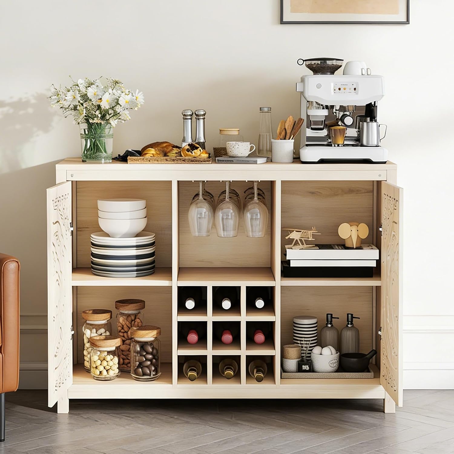 Wood Bar Cabinet with Adjustab - огляд і ціна Home Bar And Cabinet