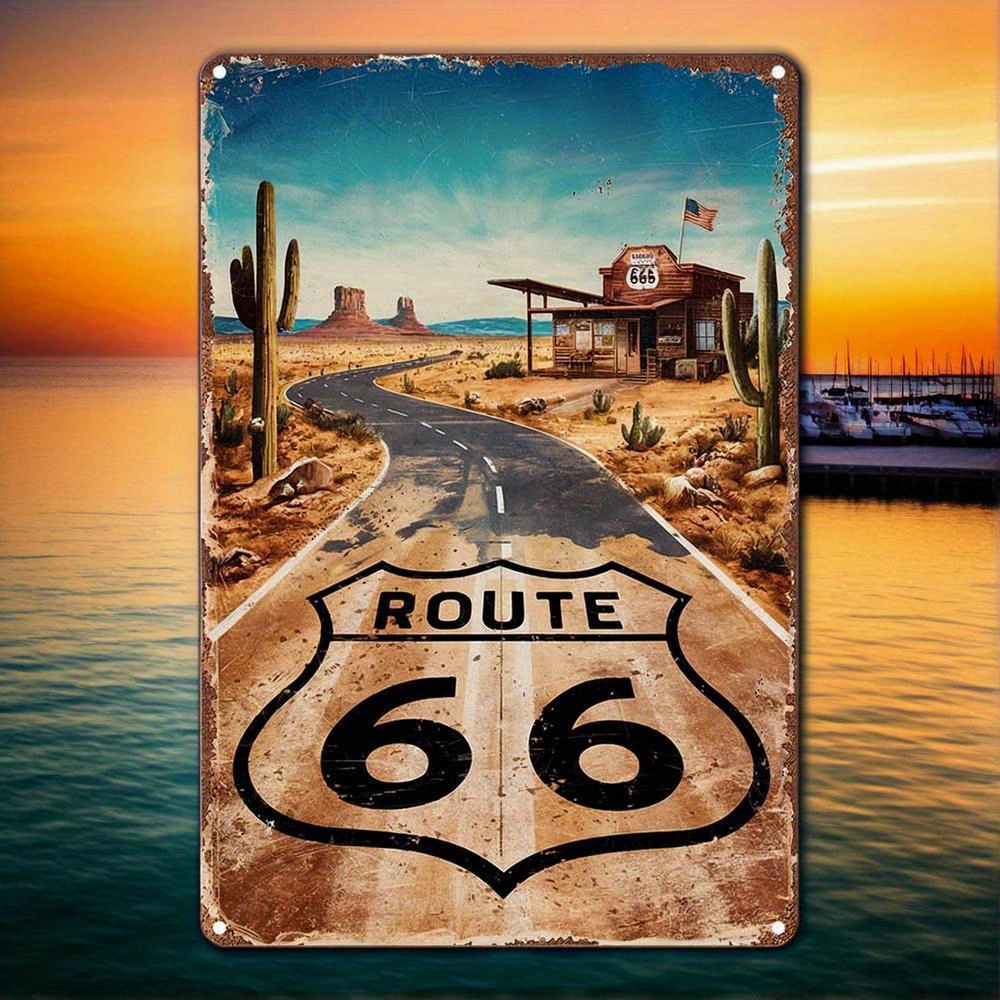 Vintage Route 66 Metal Sign -  - огляд і ціна Home Bar And Kitchen