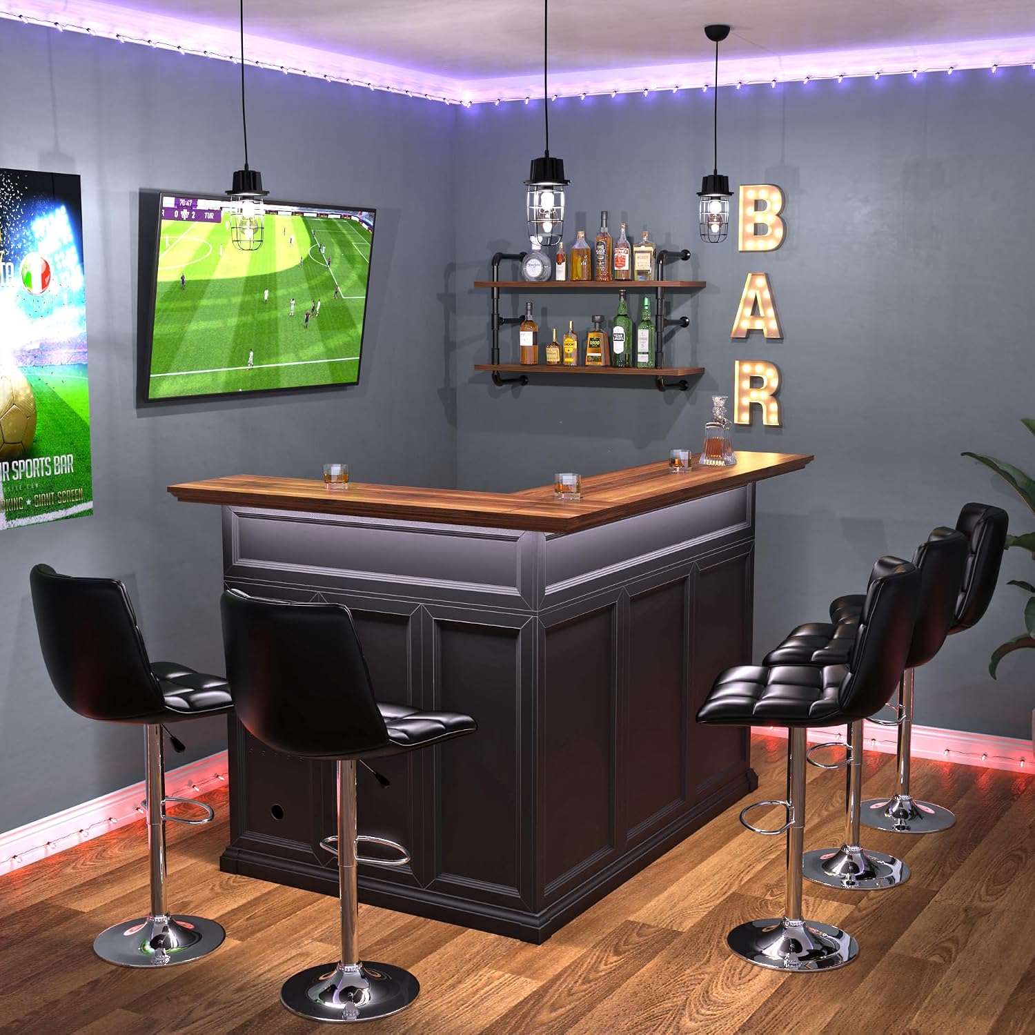 L-Shaped Home Bar Cabinet with - огляд і ціна Home Bar And Cabinet