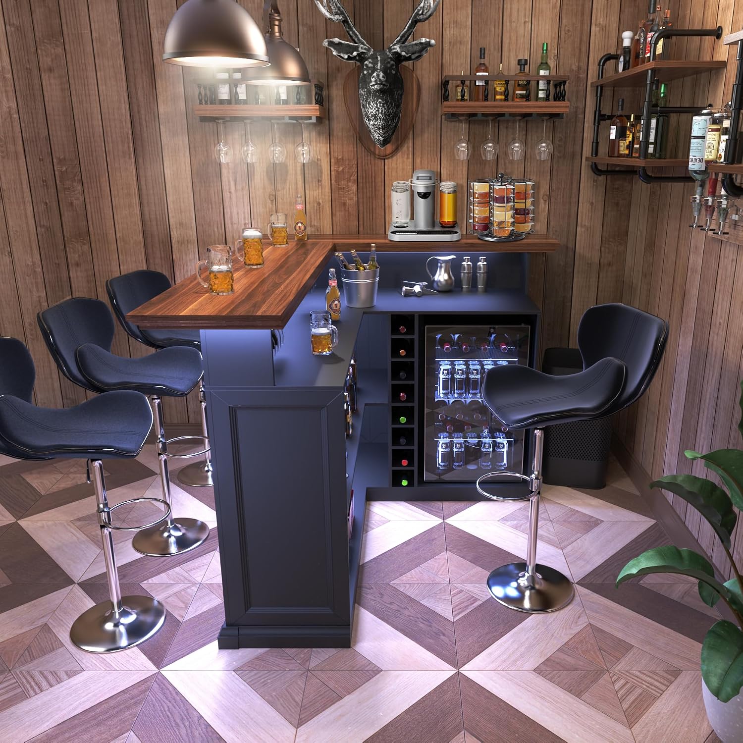 L-Shaped Home Bar Cabinet with - огляд і ціна Home Bar And Cabinet