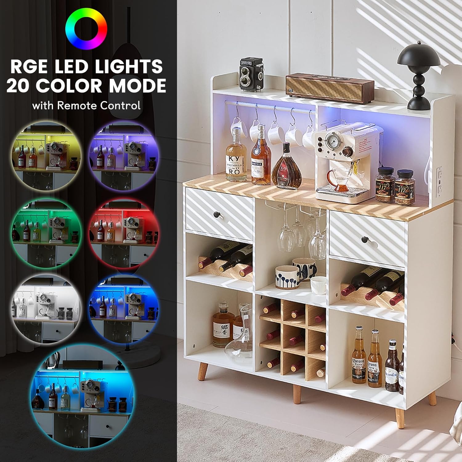 Wine Bar Cabinet with Power Ou - огляд і ціна Home Bar And Cabinet