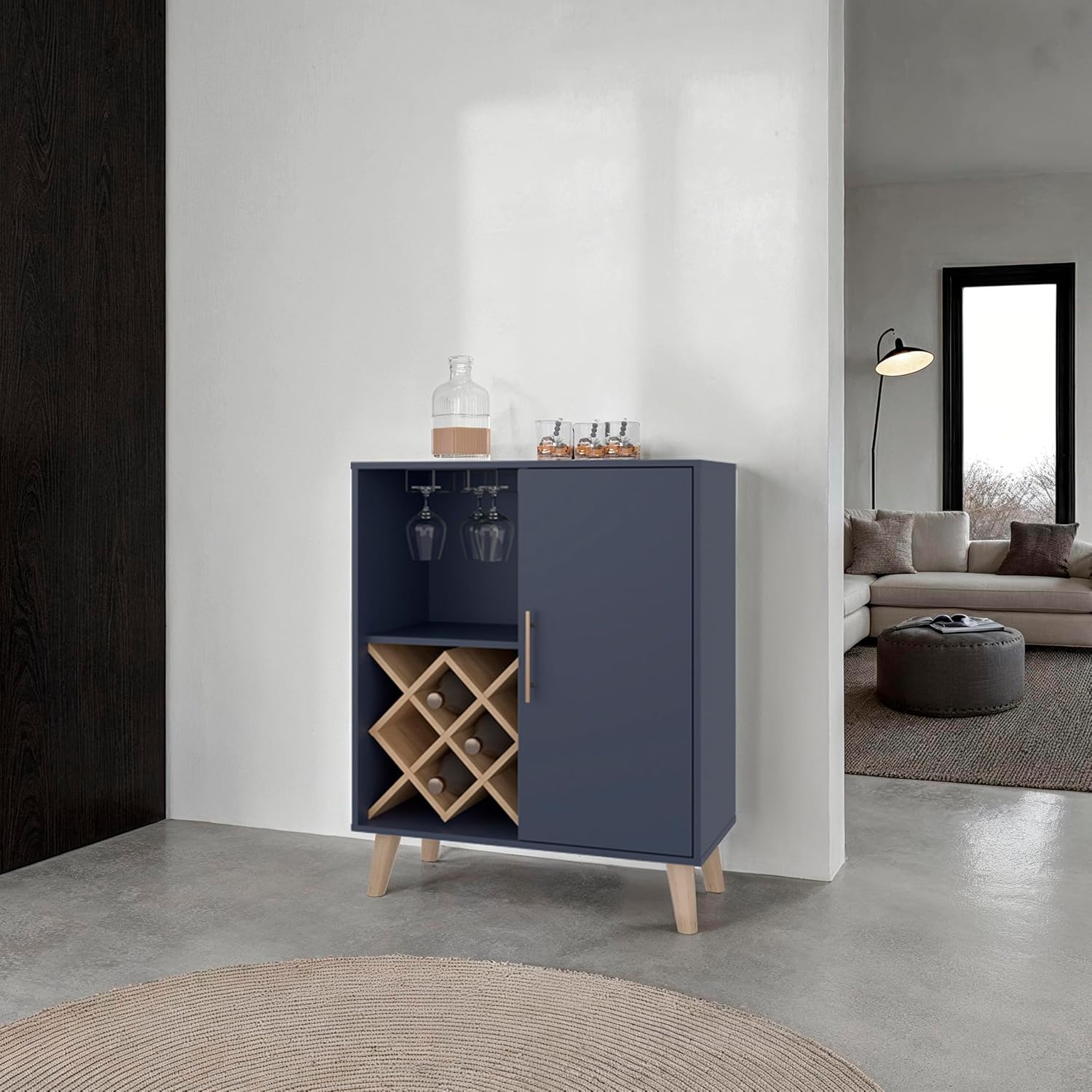 Oak Blue Bar Cabinet 4 Shelves - огляд і ціна Home Bar And Cabinet